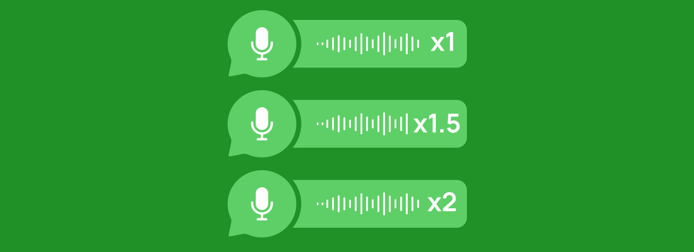 conos de Audios de WhatsApp Mostrando las Tres Nuevas Velocidades