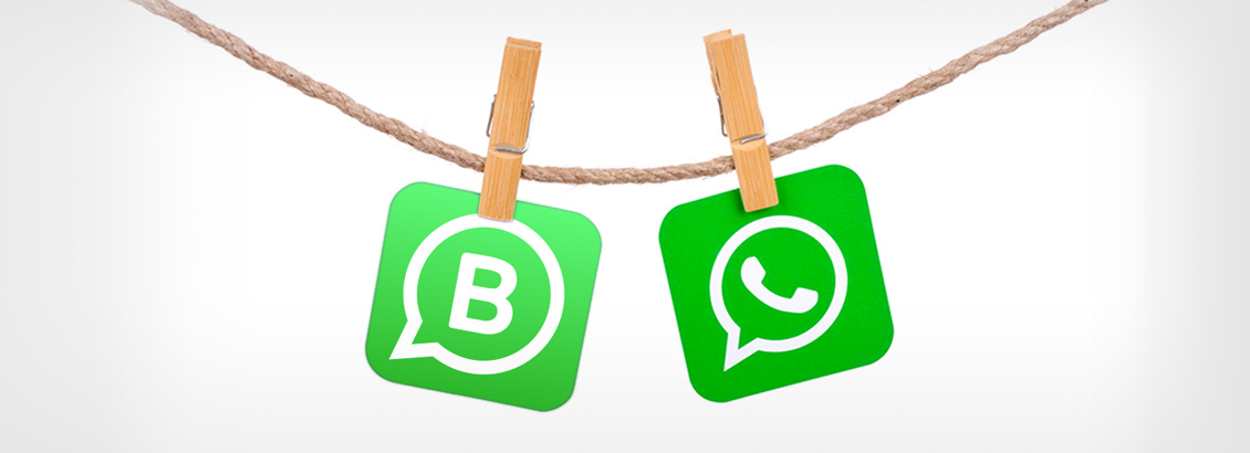 conos de WhatsApp y WhatsApp Business Colgando de Tendedero