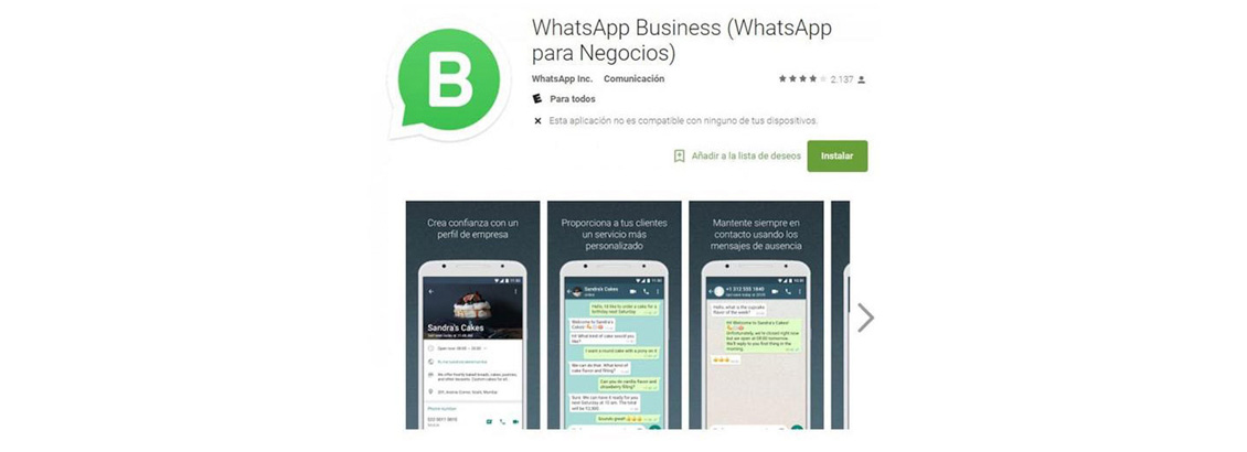 Captura de Pantalla de Presentacin de WhatsApp Business en Play Store